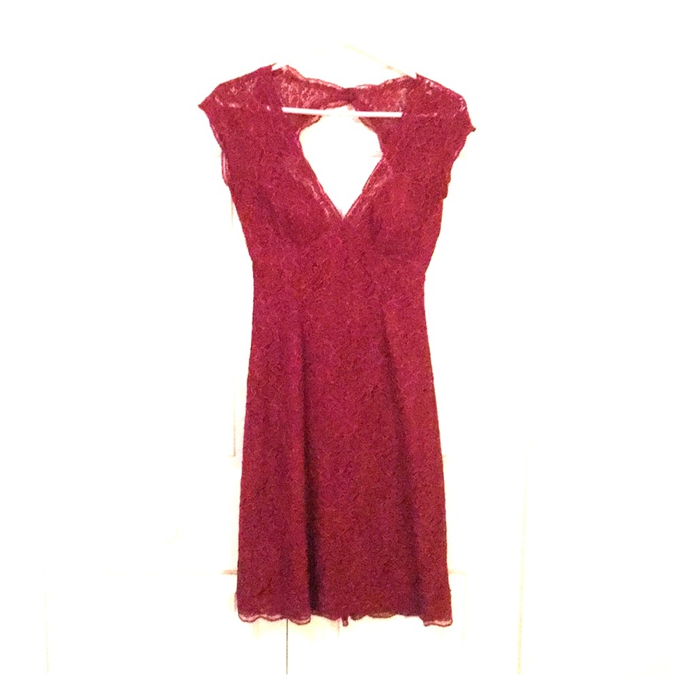 Watters & Watters Maroon Lace Dress